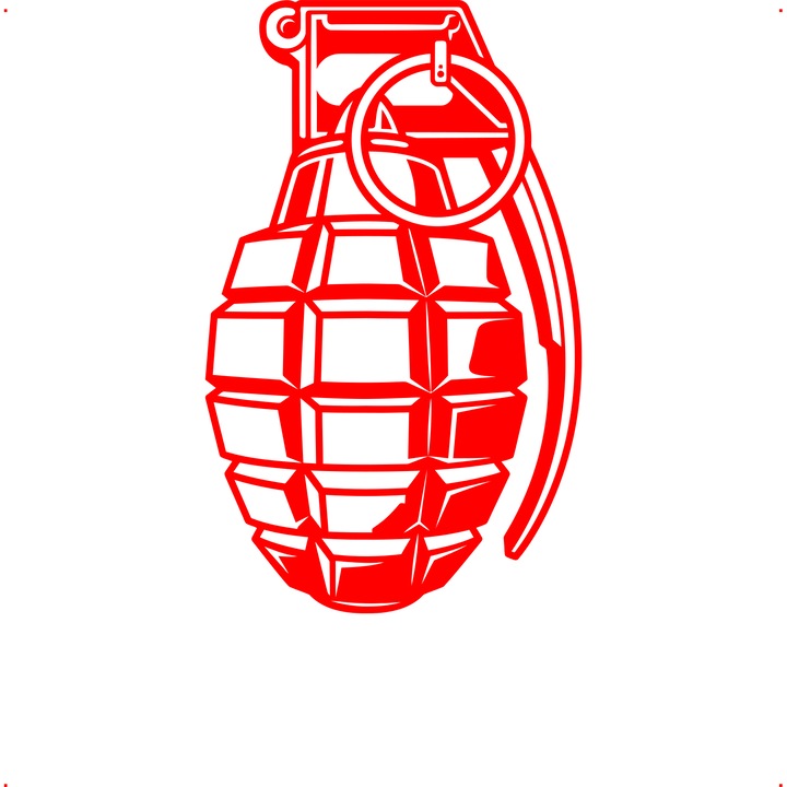 Sticker auto grenada, Cri Flo, Culoare Rosu, Marime 21 cm