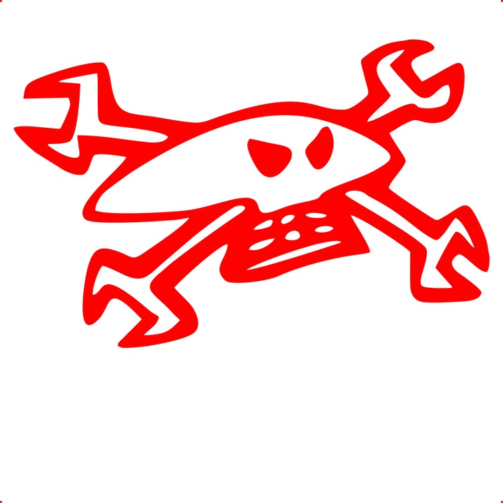 Sticker auto guy martin skull, Cri Flo, Culoare Rosu, Marime 21 cm