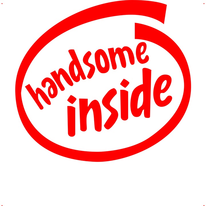Sticker auto handsome iniside, Cri Flo, Culoare Rosu, Marime 21 cm