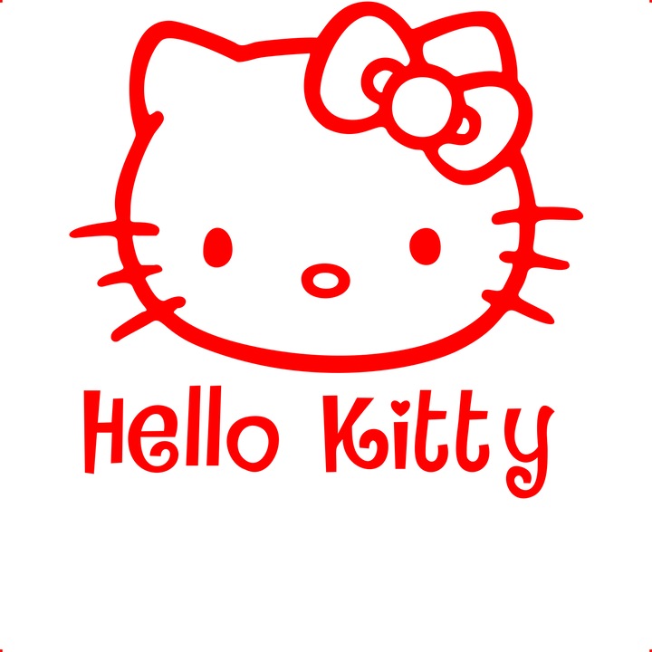 Sticker auto hello kitty, Cri Flo, Culoare Rosu, Marime 21 cm