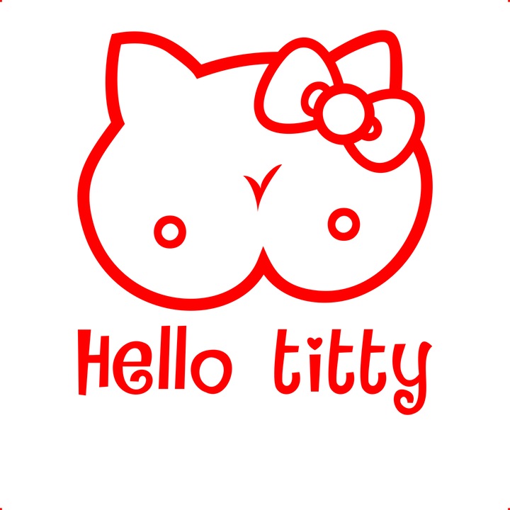 Sticker auto hello titty, Cri Flo, Culoare Rosu, Marime 21 cm