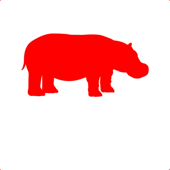 Sticker auto hipopotam, Cri Flo, Culoare Rosu, Marime 21 cm