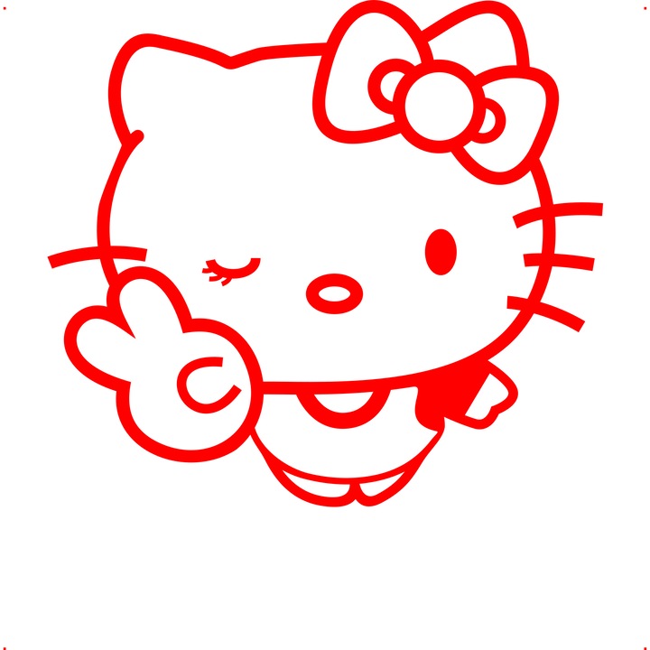 Sticker auto hello kitty ok, Cri Flo, Culoare Rosu, Marime 21 cm