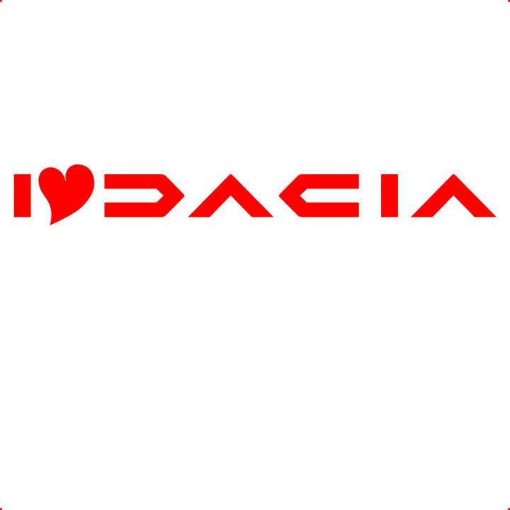 Sticker auto I LOVE DACIA V3, Cri Flo, Culoare Rosu, Marime 21 cm