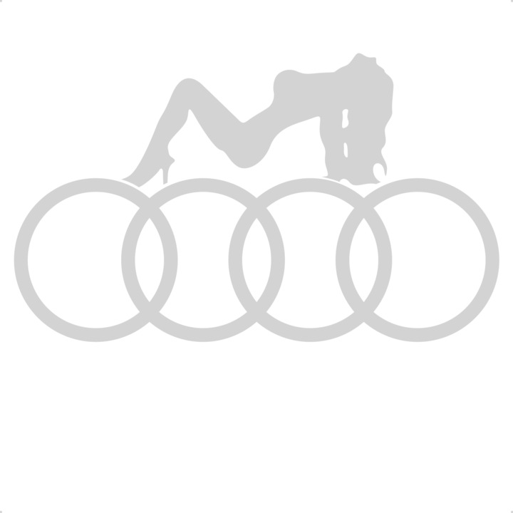 Sticker auto gagica pe audi, Cri Flo, Culoare Alb, Marime 21 cm