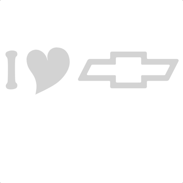 Sticker auto i love chevrolet sigla, Cri Flo, Culoare Alb, Marime 21 cm