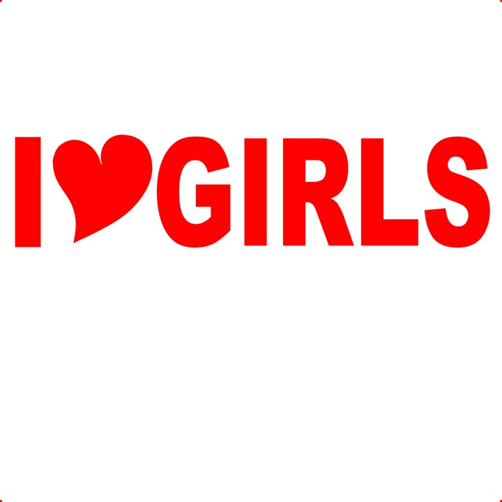 Sticker auto i love girls, Cri Flo, Culoare Rosu, Marime 21 cm