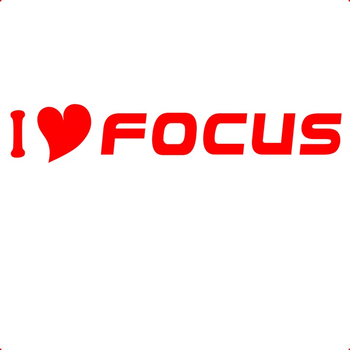 Sticker auto i love focus, Cri Flo, Culoare Rosu, Marime 21 cm