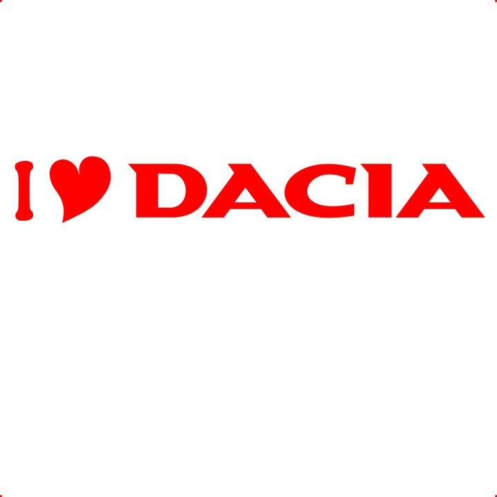 Sticker auto i love dacia v1, Cri Flo, Culoare Rosu, Marime 21 cm