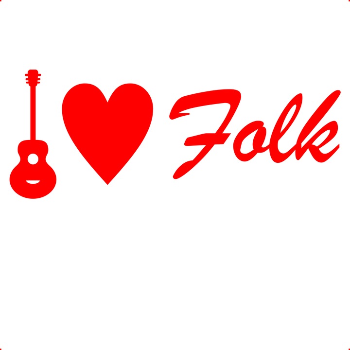 Sticker auto i love folk, Cri Flo, Culoare Rosu, Marime 21 cm