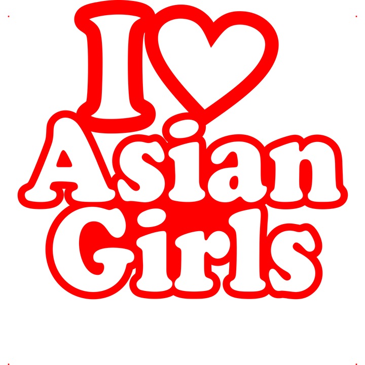 Sticker auto i love asian, Cri Flo, Culoare Rosu, Marime 21 cm