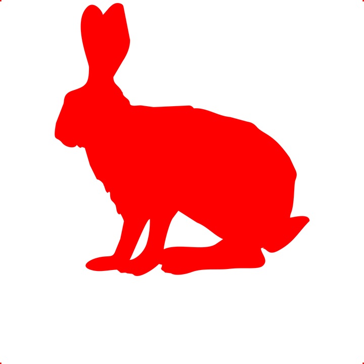 Sticker auto iepure, Cri Flo, Culoare Rosu, Marime 21 cm