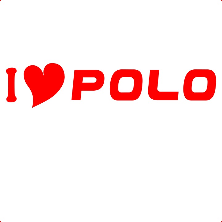 Sticker auto i love polo, Cri Flo, Culoare Rosu, Marime 21 cm