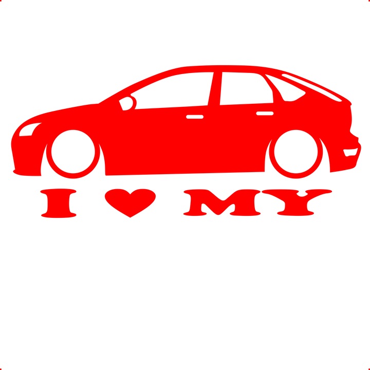 Sticker auto i love my focus, Cri Flo, Culoare Rosu, Marime 21 cm