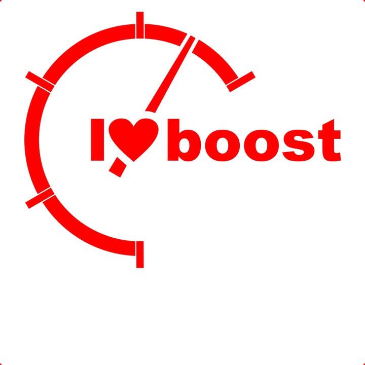 Sticker auto i love boost, Cri Flo, Culoare Rosu, Marime 21 cm