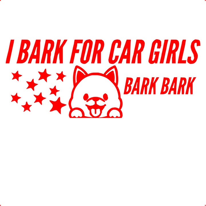 Sticker auto i bark for girls, Cri Flo, Culoare Rosu, Marime 21 cm