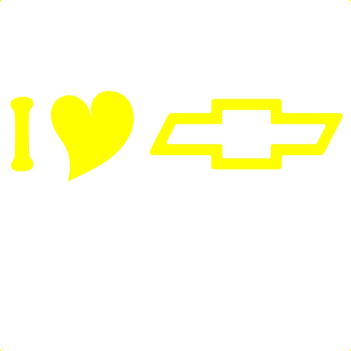 Sticker auto i love chevrolet sigla, Cri Flo, Culoare Galben, Marime 21 cm