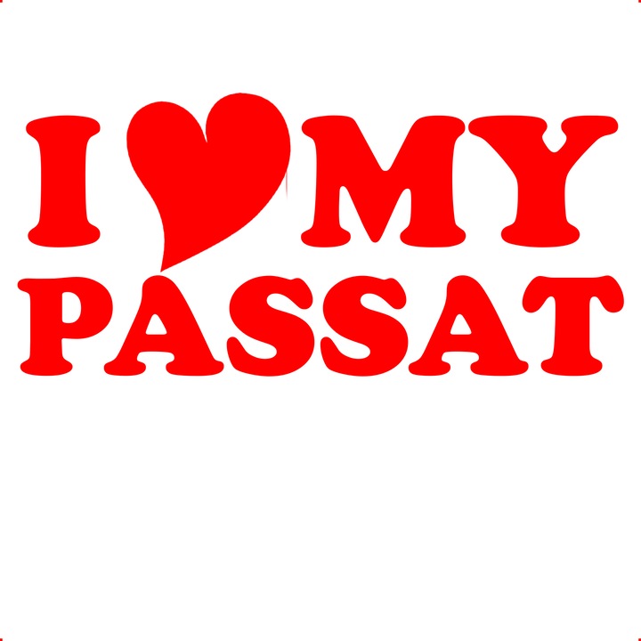 Sticker auto i love my passat, Cri Flo, Culoare Rosu, Marime 21 cm