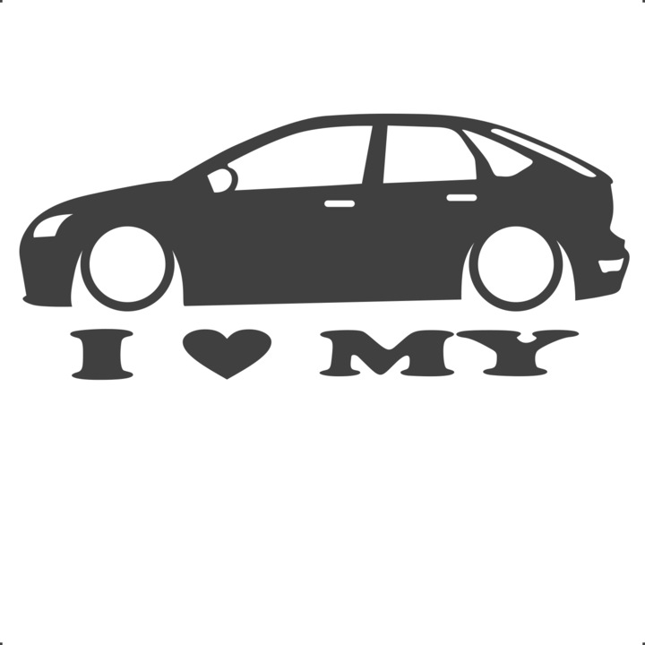 Sticker auto i love my focus, Cri Flo, Culoare Gri, Marime 21 cm