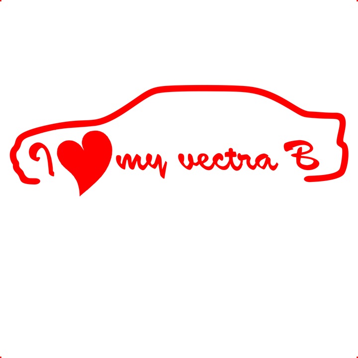 Sticker auto i love my vectra b, Cri Flo, Culoare Rosu, Marime 21 cm