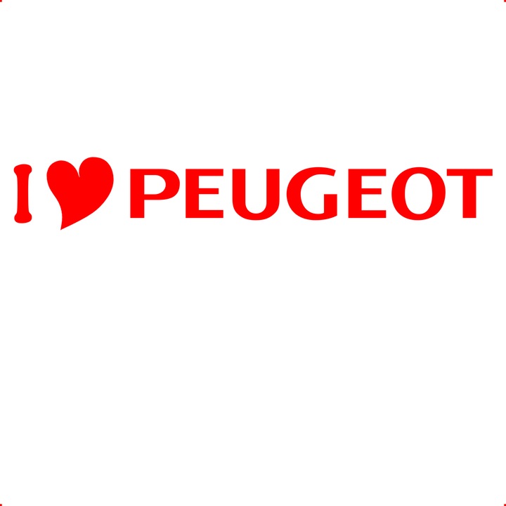 Sticker auto i love peugeot, Cri Flo, Culoare Rosu, Marime 21 cm