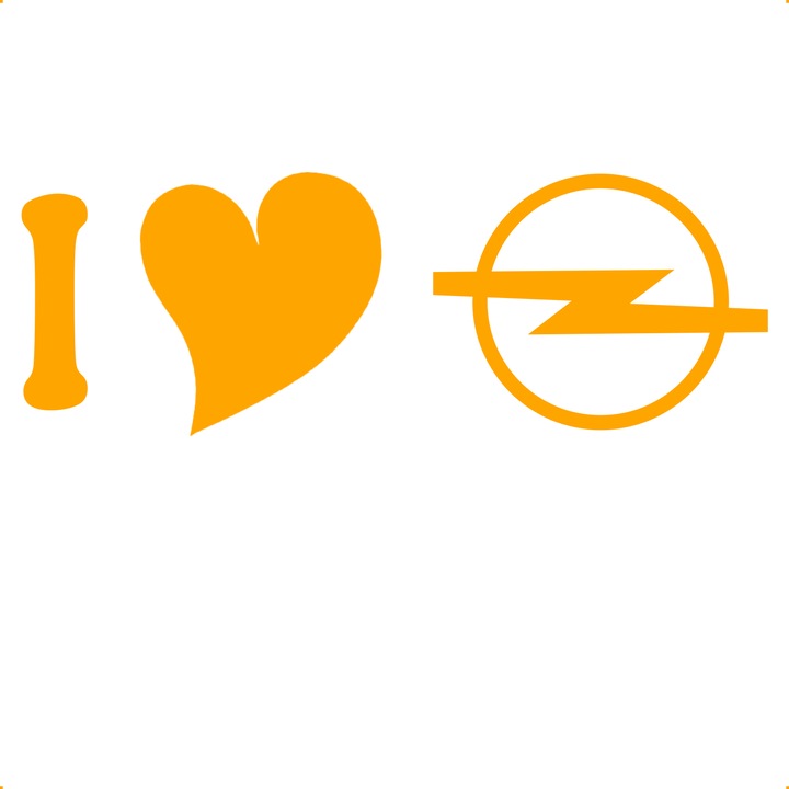 Sticker auto i love opel sigla, Cri Flo, Culoare Portocaliu, Marime 21 cm