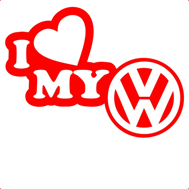 Sticker auto i love my vw, Cri Flo, Culoare Rosu, Marime 21 cm