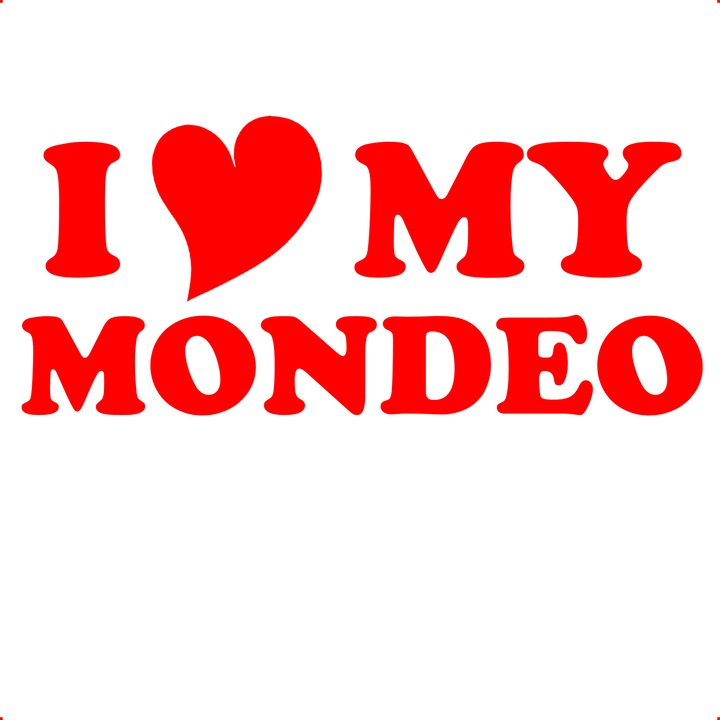 Sticker auto i love my mondeo, Cri Flo, Culoare Rosu, Marime 21 cm