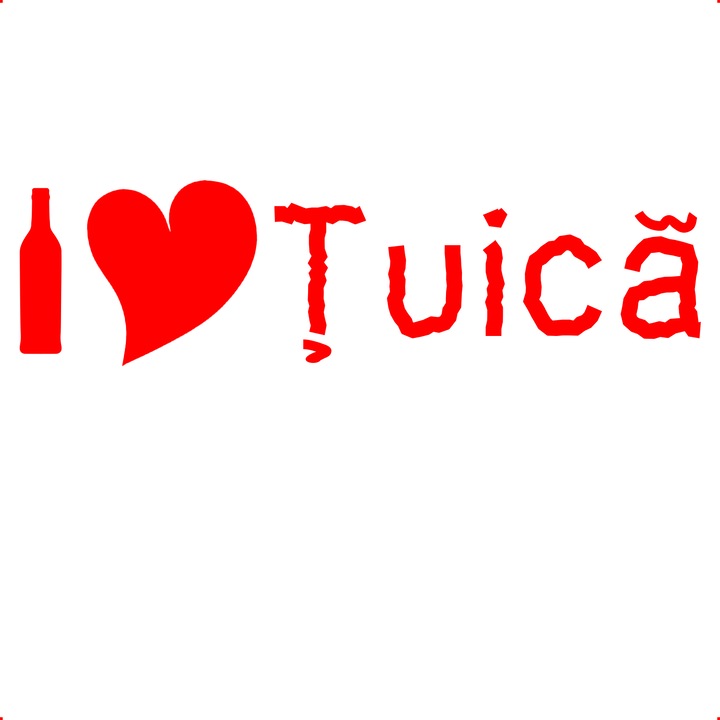 Sticker auto i love tuica, Cri Flo, Culoare Rosu, Marime 21 cm