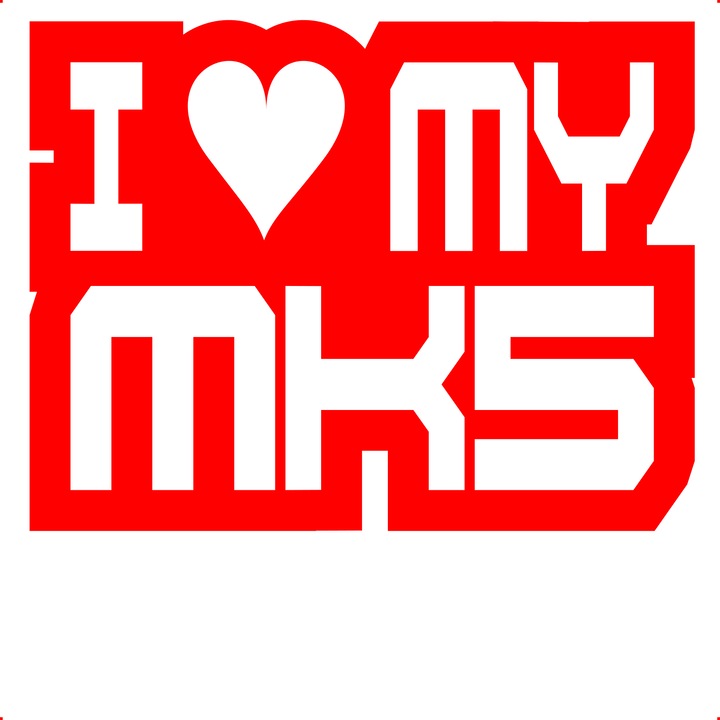 Sticker auto i love mk 5, Cri Flo, Culoare Rosu, Marime 21 cm