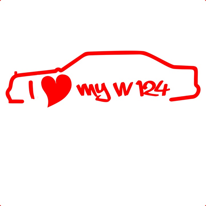 Sticker auto i love my w124, Cri Flo, Culoare Rosu, Marime 21 cm