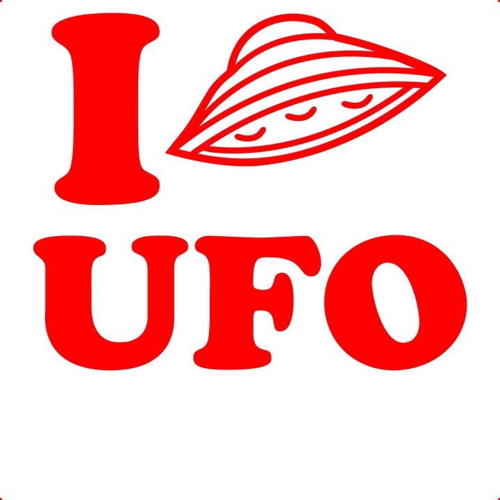 Sticker auto i love ufo, Cri Flo, Culoare Rosu, Marime 21 cm