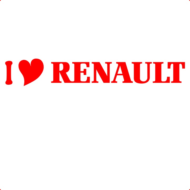 Sticker auto i love renault, Cri Flo, Culoare Rosu, Marime 21 cm