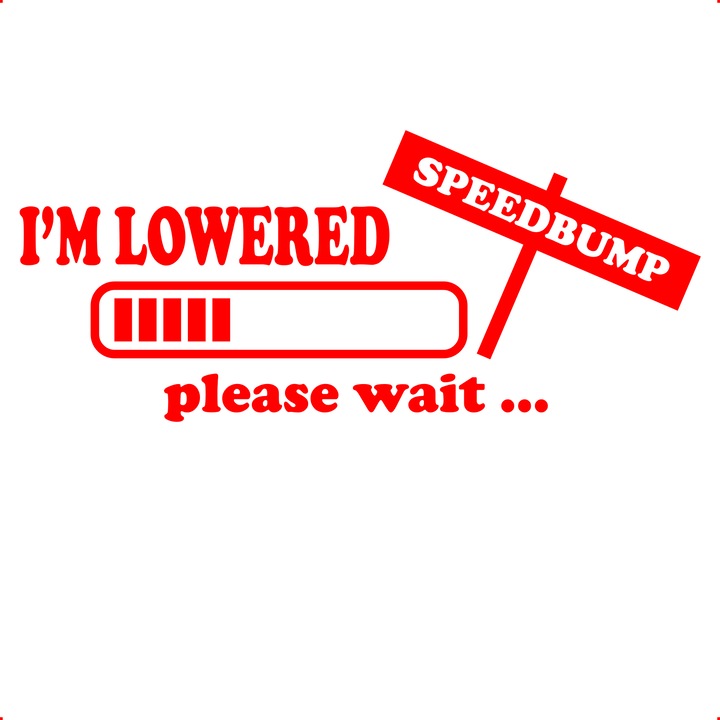 Sticker auto i m lowered please wait, Cri Flo, Culoare Rosu, Marime 21 cm