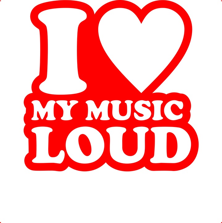 Sticker auto i love loud music, Cri Flo, Culoare Rosu, Marime 21 cm