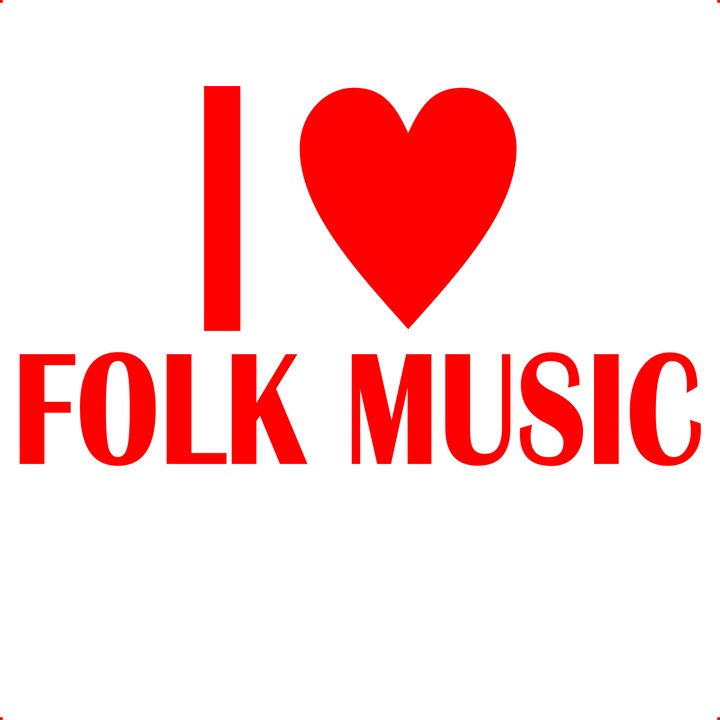 Sticker auto i love folk music v2, Cri Flo, Culoare Rosu, Marime 21 cm
