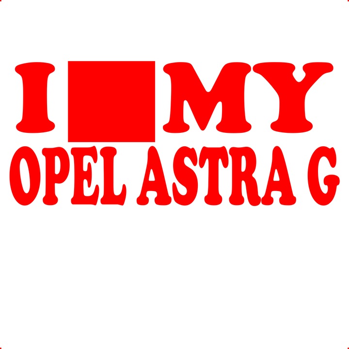 Sticker auto i my astra g, Cri Flo, Culoare Rosu, Marime 21 cm