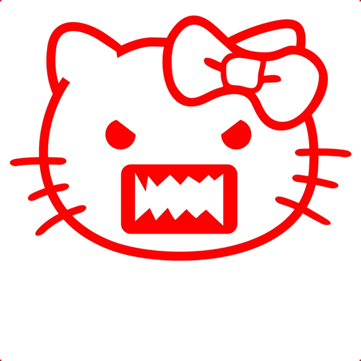 Sticker auto jdm angry kitty, Cri Flo, Culoare Rosu, Marime 21 cm