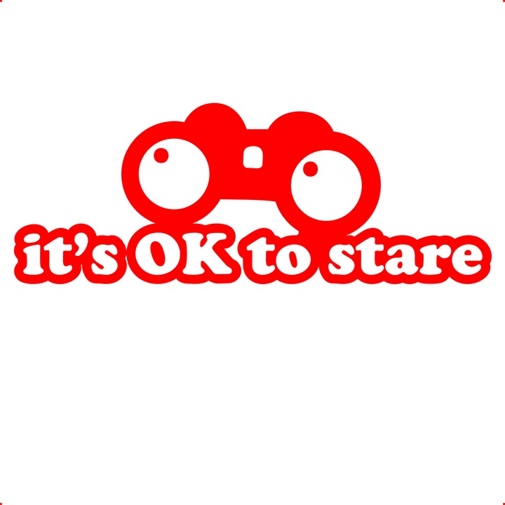 Sticker auto it s ok to stare, Cri Flo, Culoare Rosu, Marime 21 cm