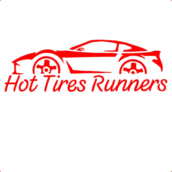 Sticker auto hot tires runners 1, Cri Flo, Culoare Rosu, Marime 21 cm