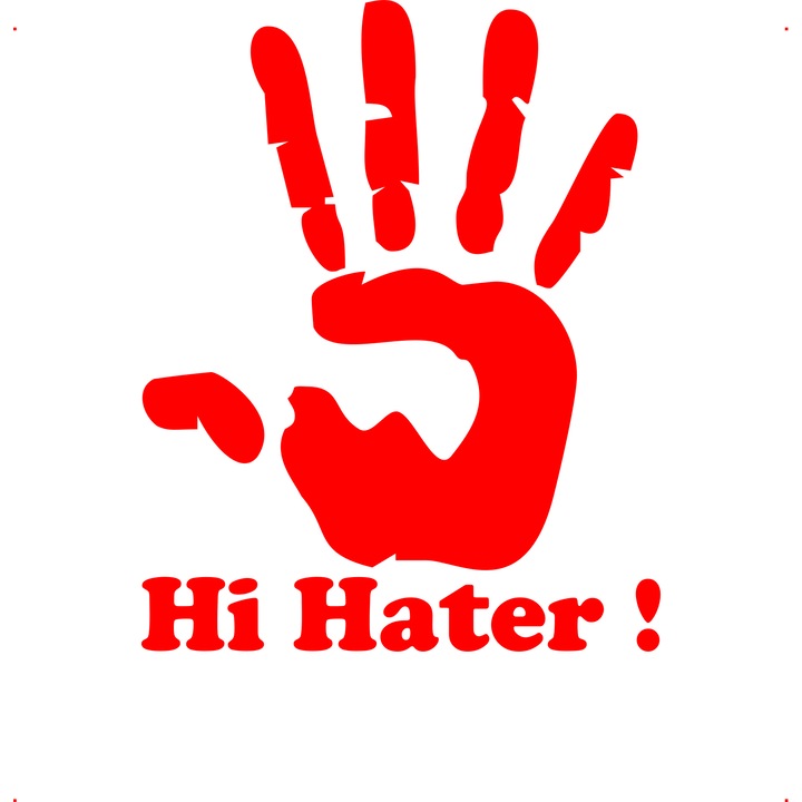 Sticker auto hi hater, Cri Flo, Culoare Rosu, Marime 21 cm