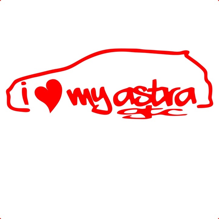 Sticker auto i love astra gtc 1, Cri Flo, Culoare Rosu, Marime 21 cm