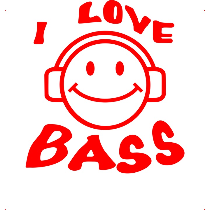Sticker auto i love bass, Cri Flo, Culoare Rosu, Marime 21 cm