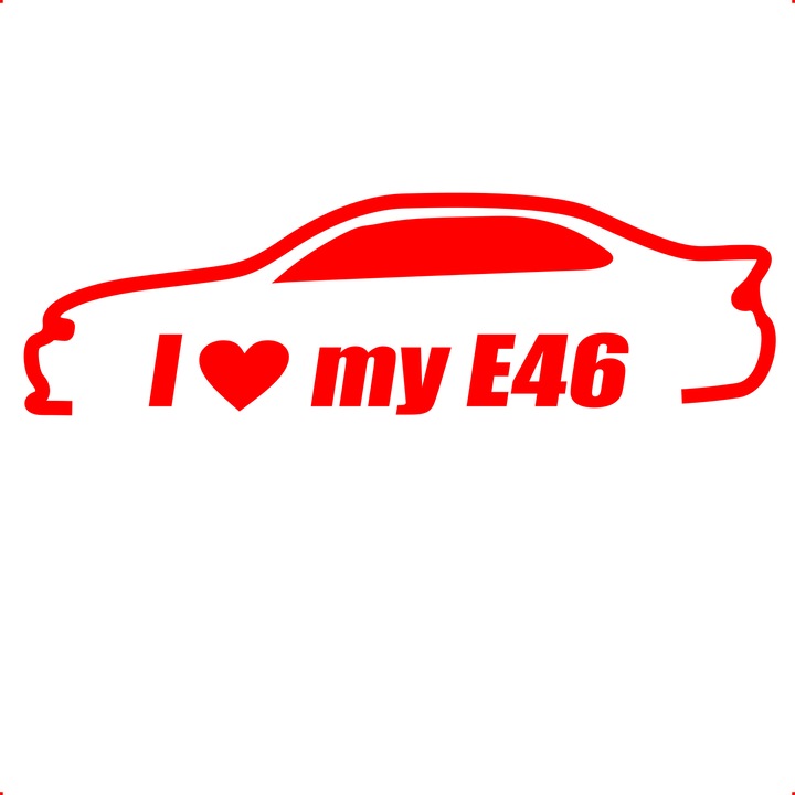 Sticker auto i love my bmw e46, Cri Flo, Culoare Rosu, Marime 21 cm
