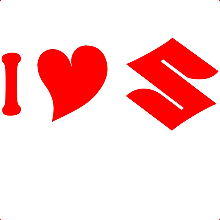 Sticker auto i love suzuki sigla, Cri Flo, Culoare Rosu, Marime 21 cm