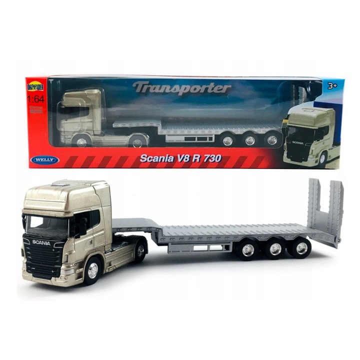 WELLY 1:64 Scania V8 R730 teherautó, valósághű részletek, többszínű