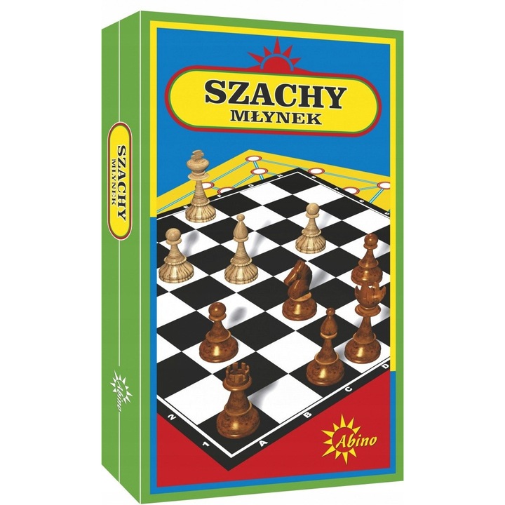 Joc de sah, Mlynek, ABINO, 2 jucatori, tabla dubla, 17x30x3,5cm
