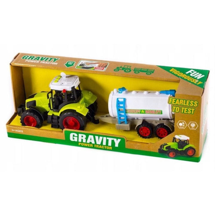 Tractor cu remorca, Gravity Power, efecte sonore si luminoase, multicolor, pentru copii de la 3 ani