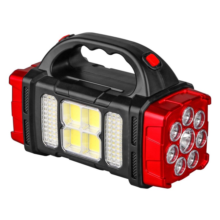USB презареждащ се фенер с код/LED, дръжка и 4 функции 20x8.5x12см