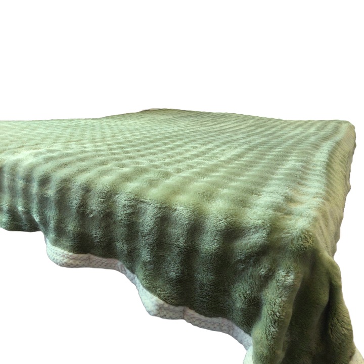 Patura Uramag Pufoasa Cocolino Efect 3D Microfibra, Verde 200x230cm